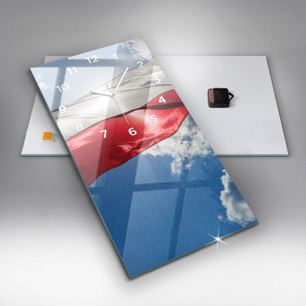 Téglalap alakú üvegóra A lengyel zászló az égen