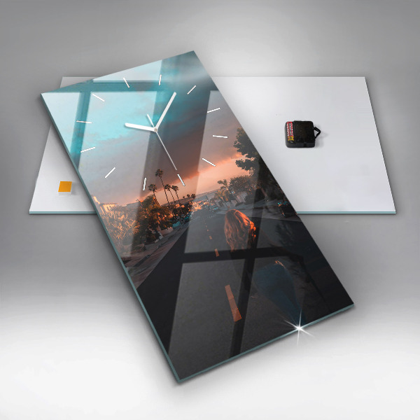 Téglalap alakú üvegóra Nő az úton