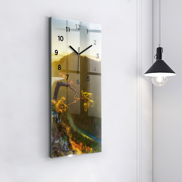 Téglalap alakú üvegóra Naplemente a hegyek felett