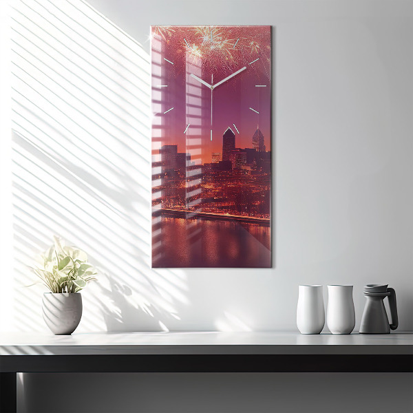 Téglalap alakú üvegóra Philadelphia City éjjel