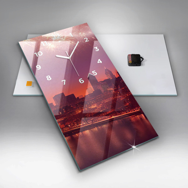 Téglalap alakú üvegóra Philadelphia City éjjel