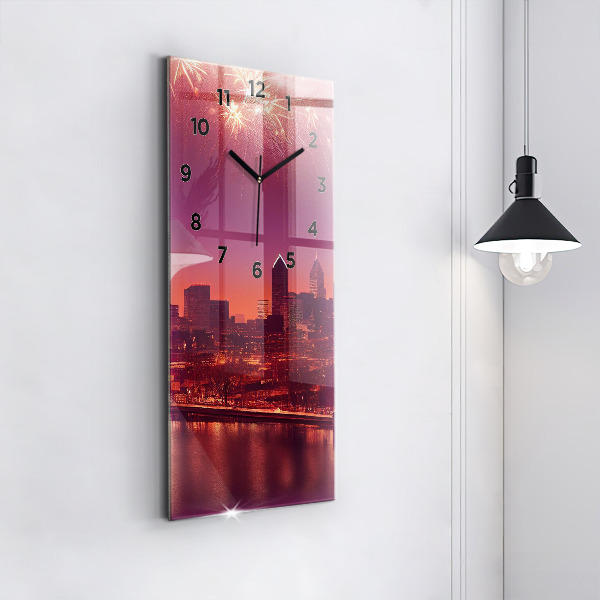 Téglalap alakú üvegóra Philadelphia City éjjel