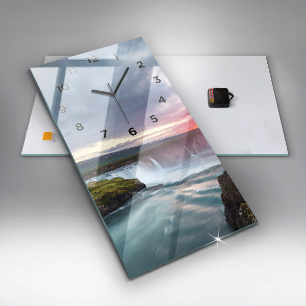 Téglalap alakú üvegóra Táj vízeséssel