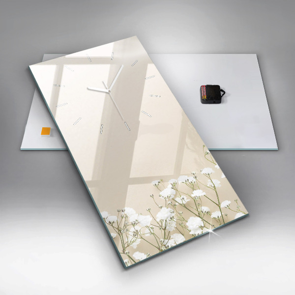 Téglalap alakú üvegóra Virágzó gypsophila virágok