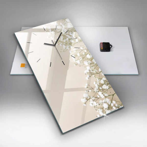 Téglalap alakú üvegóra Virágzó gypsophila virágok