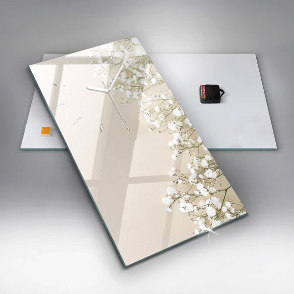 Téglalap alakú üvegóra Virágzó gypsophila virágok