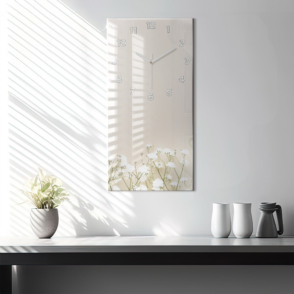 Téglalap alakú üvegóra Virágzó gypsophila virágok