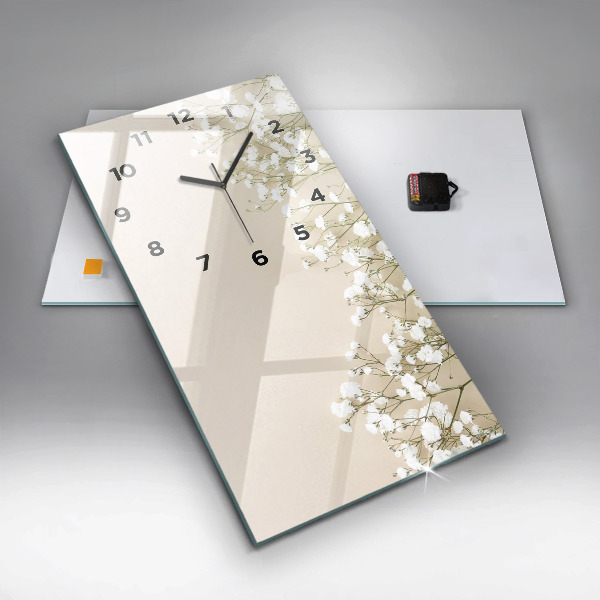 Téglalap alakú üvegóra Virágzó gypsophila virágok