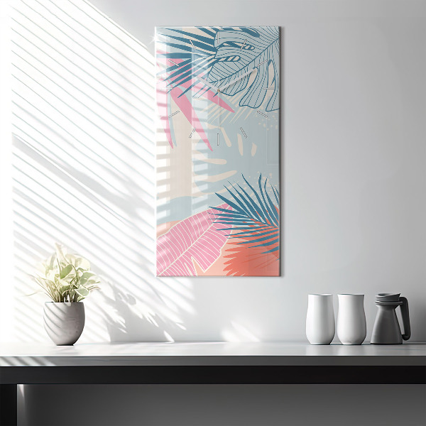 Téglalap alakú üvegóra Pasztell levelek – trópusok