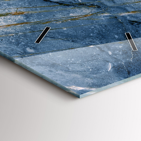 Téglalap alakú üvegóra Kék márvány textúra