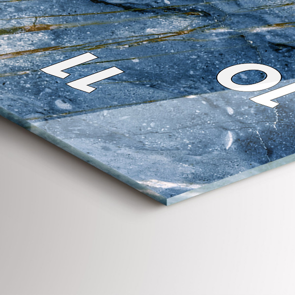 Téglalap alakú üvegóra Kék márvány textúra