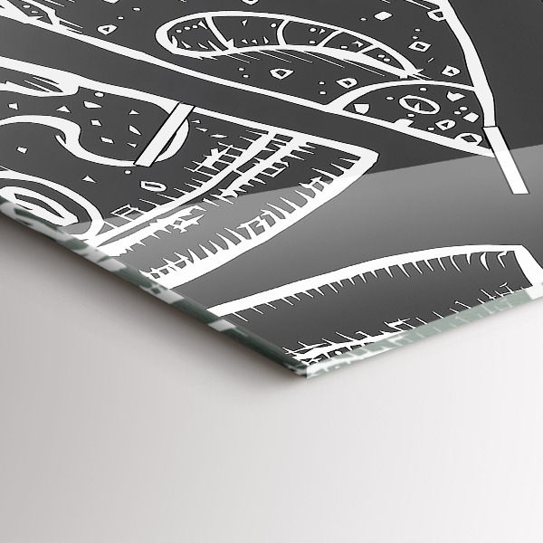 Téglalap alakú üvegóra Festett pizza