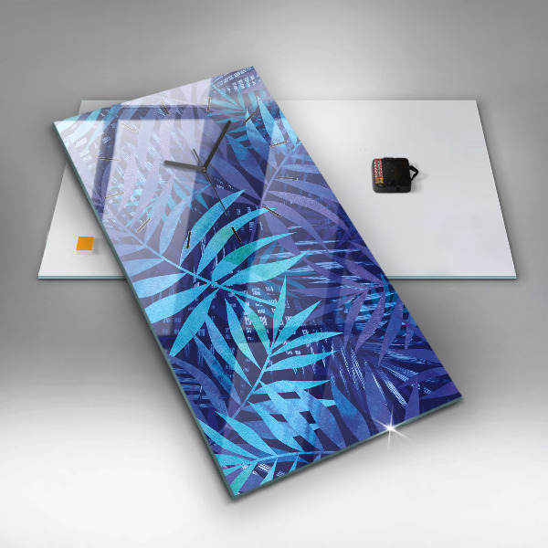 Téglalap alakú üvegóra Kék levelek