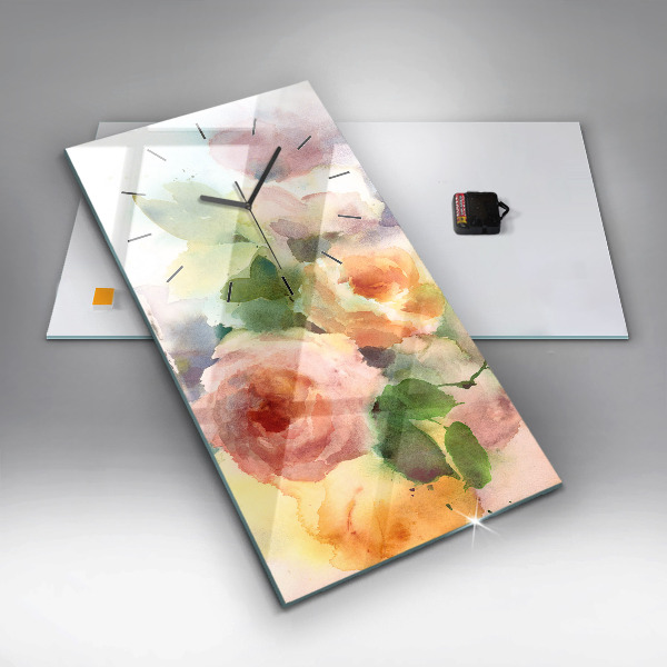 Téglalap alakú üvegóra Rózsa vázában Akvarell