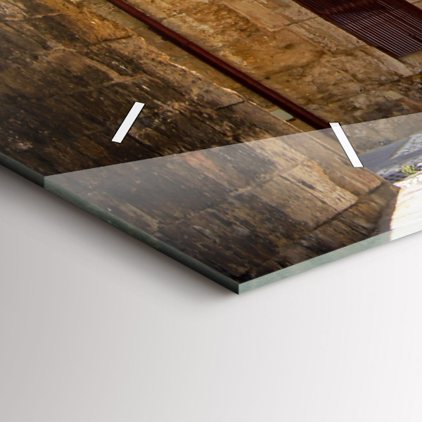 Vízszintes üvegóra Rodosz festői utcája