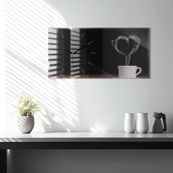 Vízszintes üvegóra Egy csésze forró kávé