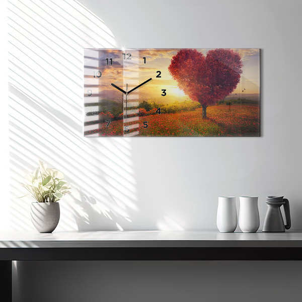 Vízszintes üvegóra Szerelem szív fa