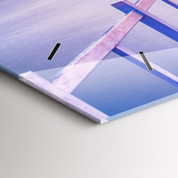 Vízszintes üvegóra Este a híd a kikötőben