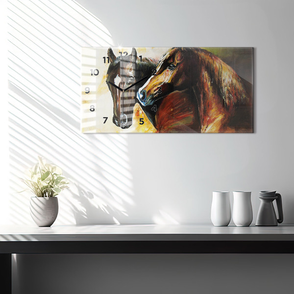 Vízszintes üvegóra Két festett ló