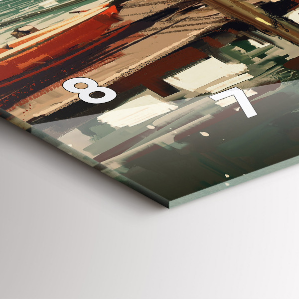 Vízszintes üvegóra Halászhajók a kikötőben