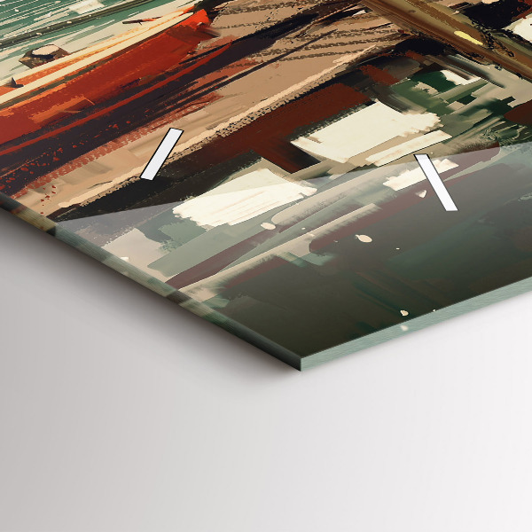 Vízszintes üvegóra Halászhajók a kikötőben