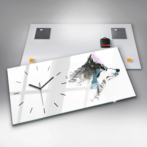 Vízszintes üvegóra Festett farkasprofil