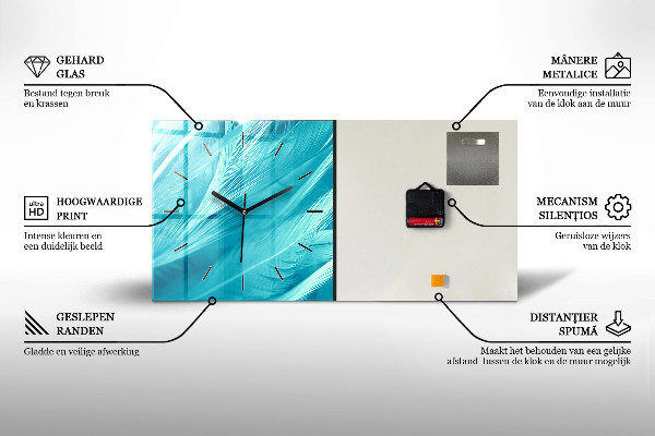 Vízszintes üvegóra Absztrakt tinta márvány