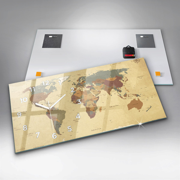 Vízszintes üvegóra Vintage világtérkép