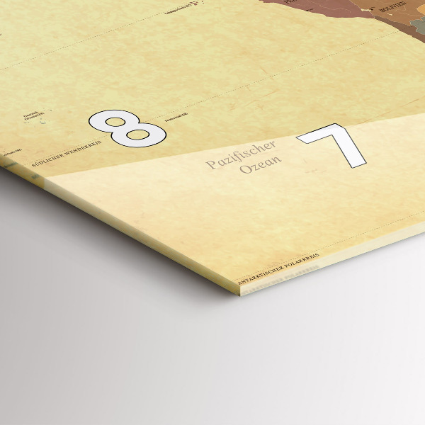 Vízszintes üvegóra Vintage világtérkép