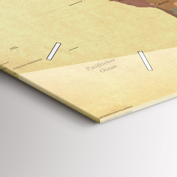 Vízszintes üvegóra Vintage világtérkép