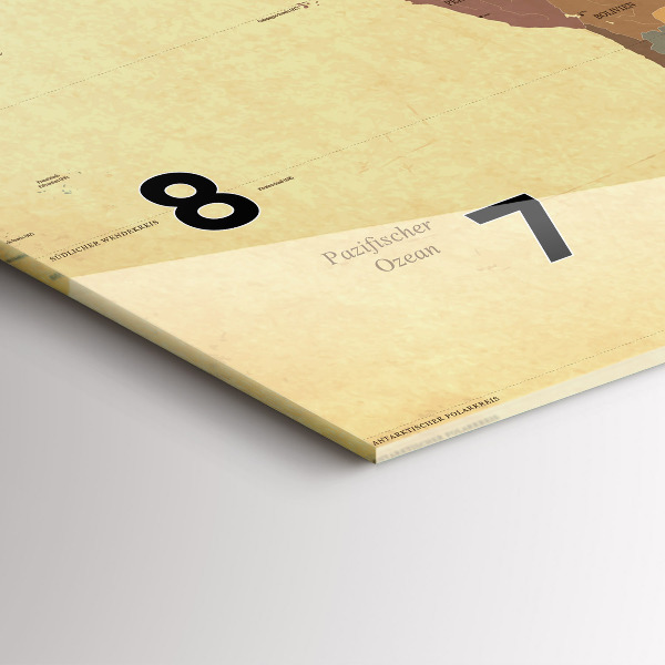 Vízszintes üvegóra Vintage világtérkép