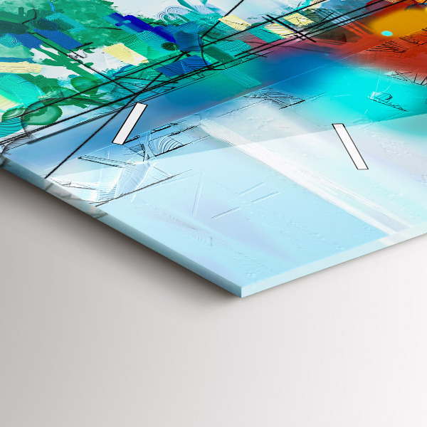 Vízszintes üvegóra Absztrakt olaj táj