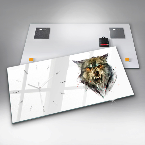 Vízszintes üvegóra Rajzolt portré egy farkasról