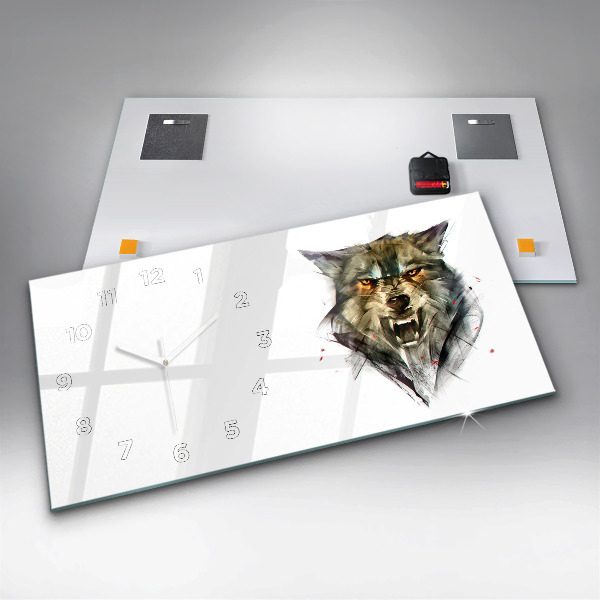 Vízszintes üvegóra Rajzolt portré egy farkasról