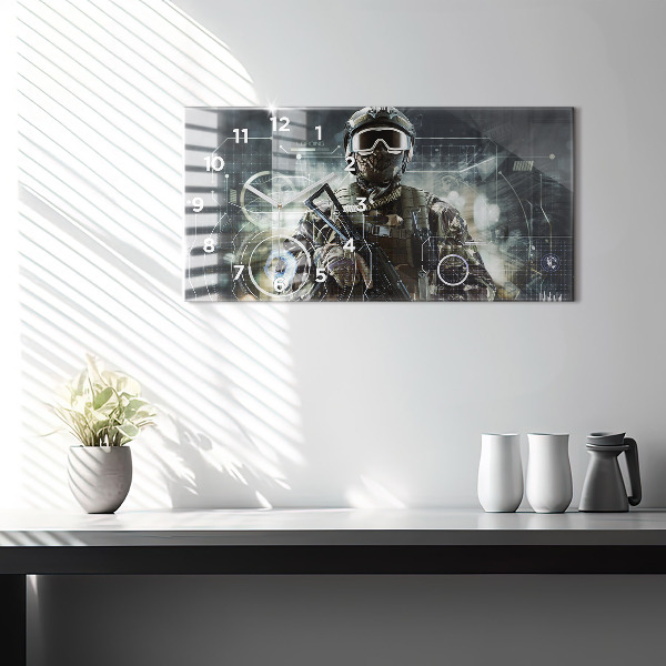 Vízszintes üvegóra Katona fegyverrel