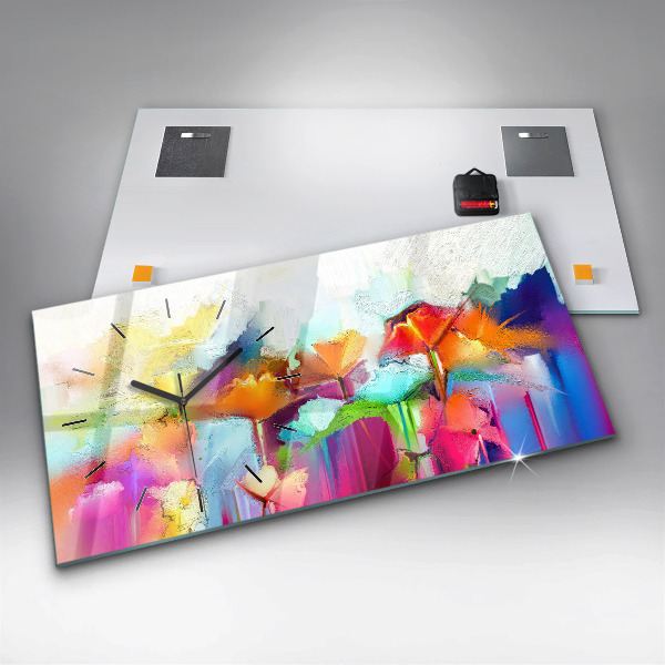 Vízszintes üvegóra Absztrakt virágok