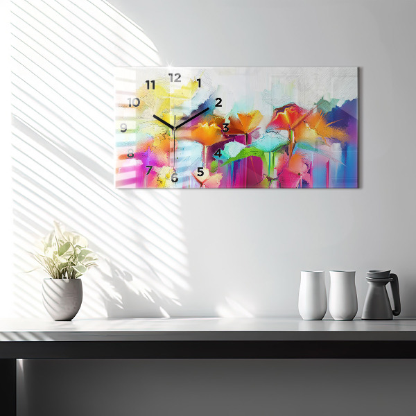 Vízszintes üvegóra Absztrakt virágok