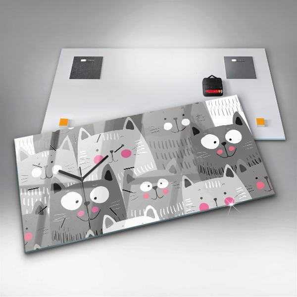 Vízszintes üvegóra Minta macskákkal