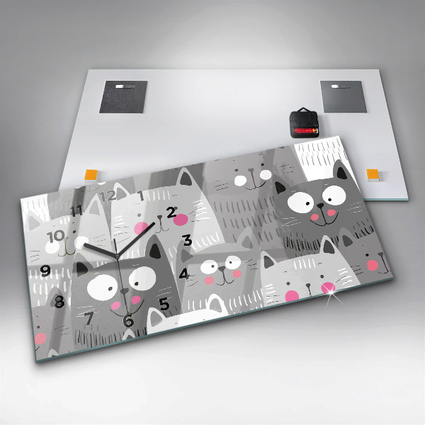 Vízszintes üvegóra Minta macskákkal