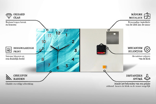 Vízszintes üvegóra Minta macskákkal