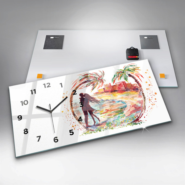 Vízszintes üvegóra Akvarell szerelem Miami Beachen