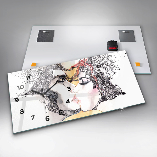 Vízszintes üvegóra Szerelmes csók rajz