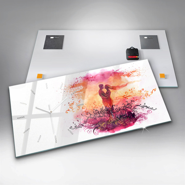 Vízszintes üvegóra Akvarell szerelmes pár