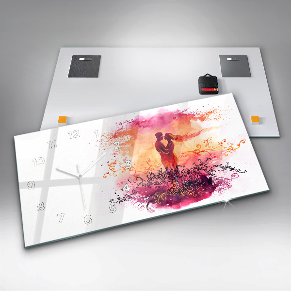 Vízszintes üvegóra Akvarell szerelmes pár