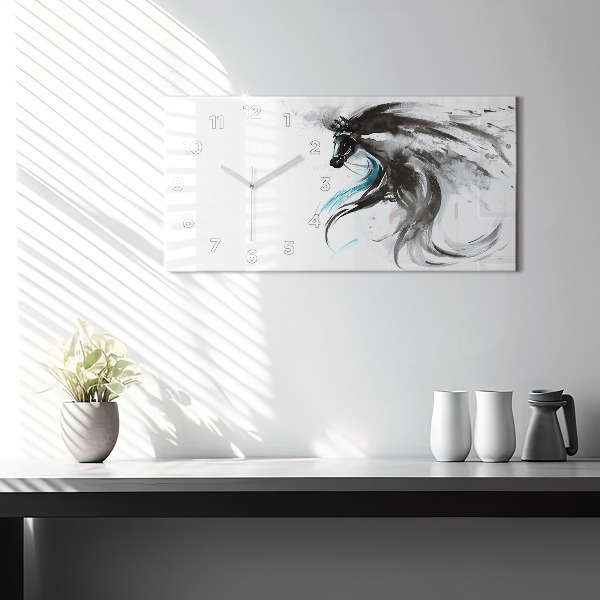 Vízszintes üvegóra Absztrakt ló és a nő