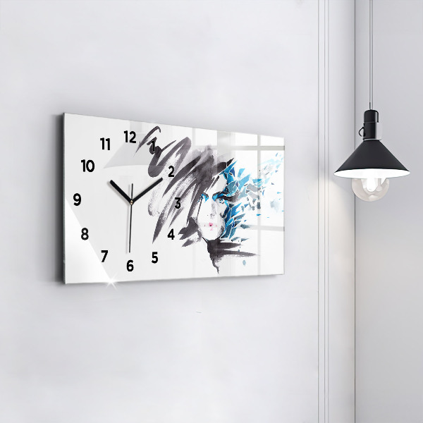 Vízszintes üvegóra Absztrakt nő arca