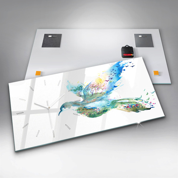 Vízszintes üvegóra A madár és a tavasz absztrakciója