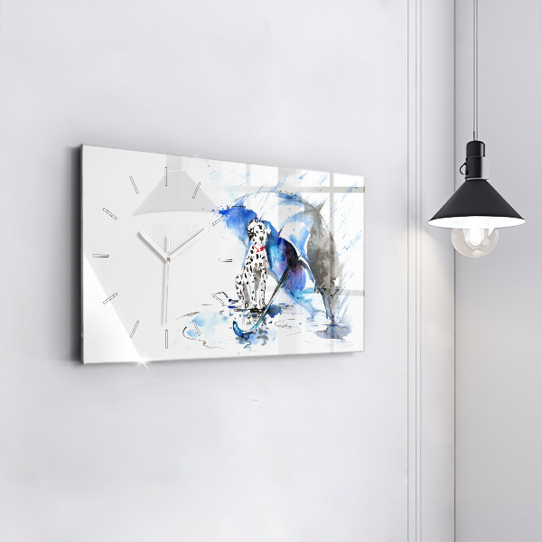 Vízszintes üvegóra Dalmata és esernyő