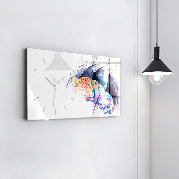 Vízszintes üvegóra Esernyő és város