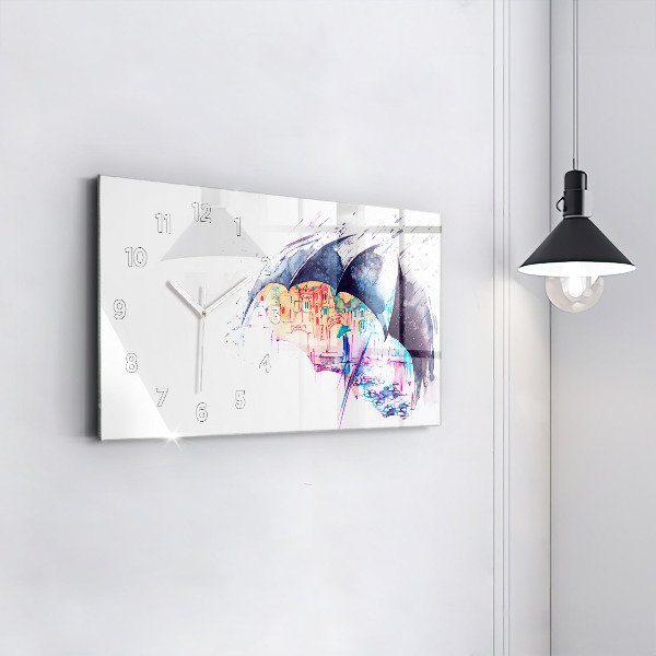 Vízszintes üvegóra Esernyő és város